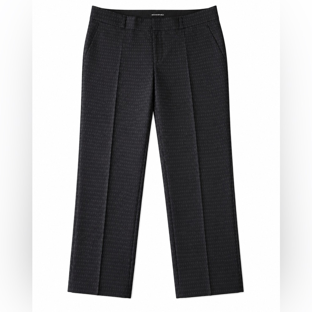 Banana Republic Black Textured Straight-Leg Pants